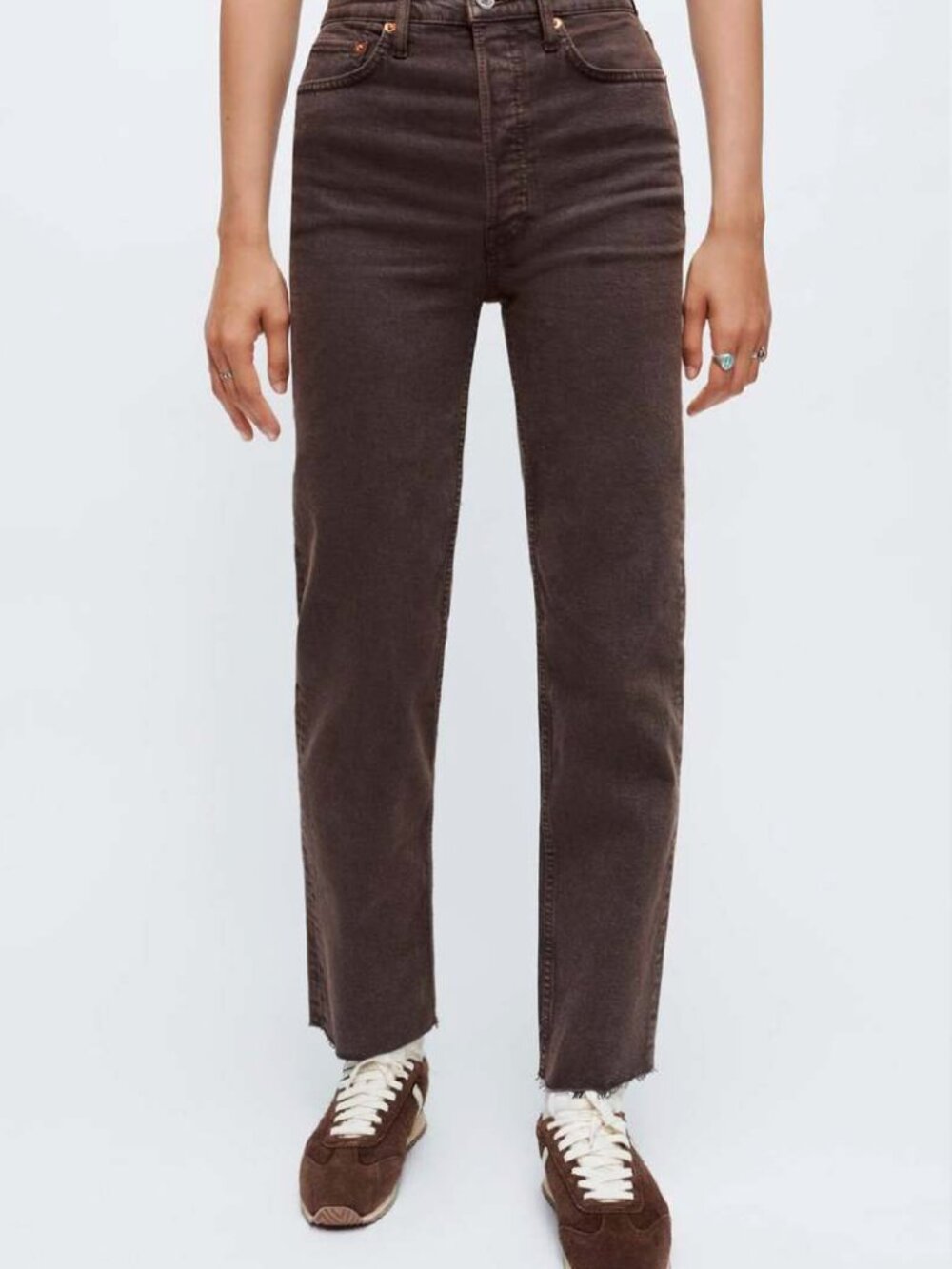 RE/DONE 70s Ultra High Rise Stove Pipe in Washed Chocolate